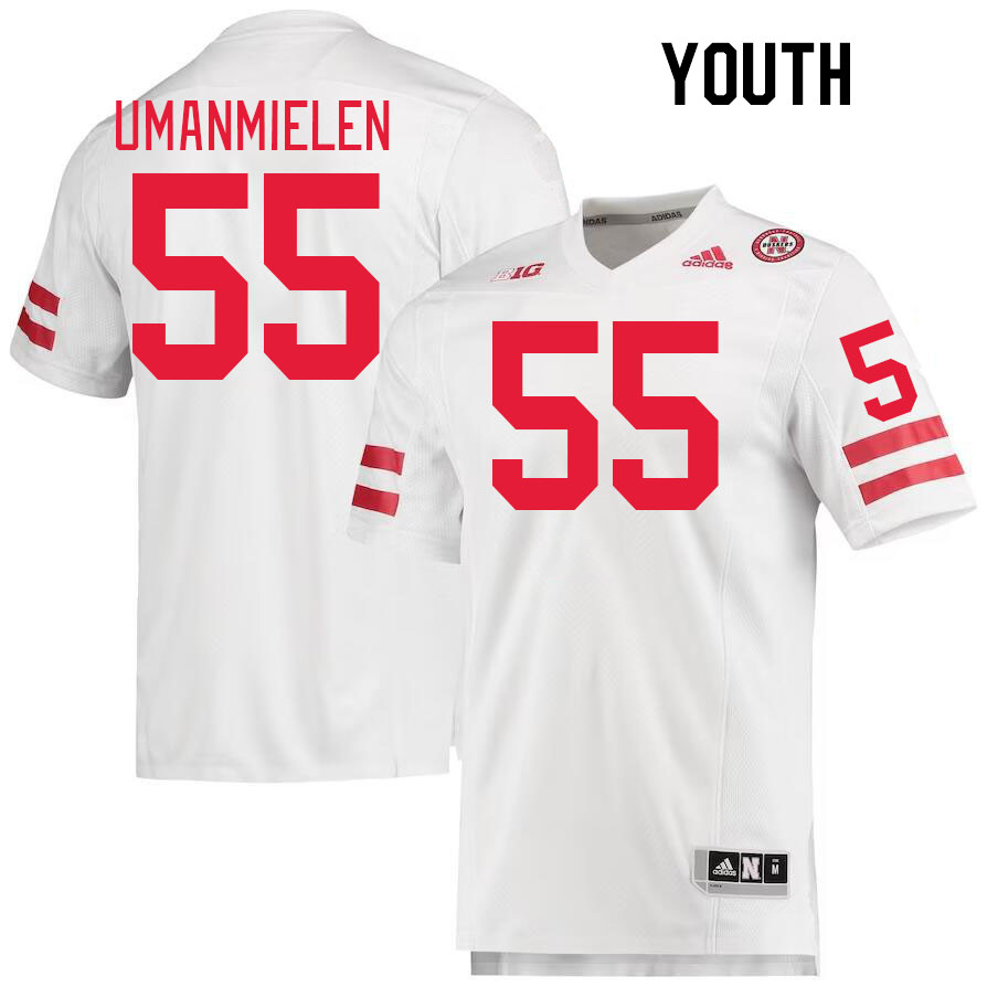 Youth #55 Princewill Umanmielen Nebraska Cornhuskers College Football Jerseys Stitched Sale-White